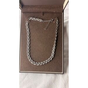 Jared Braided Popcorn Chain Necklace 925 Sterling Silver 16 Inch Woven Mesh